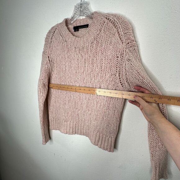 360 Cashmere Abbot Pale Rose Pink Loose Knit Crew Neck Band Cuff Neck Sweater S - Picture 11 of 11